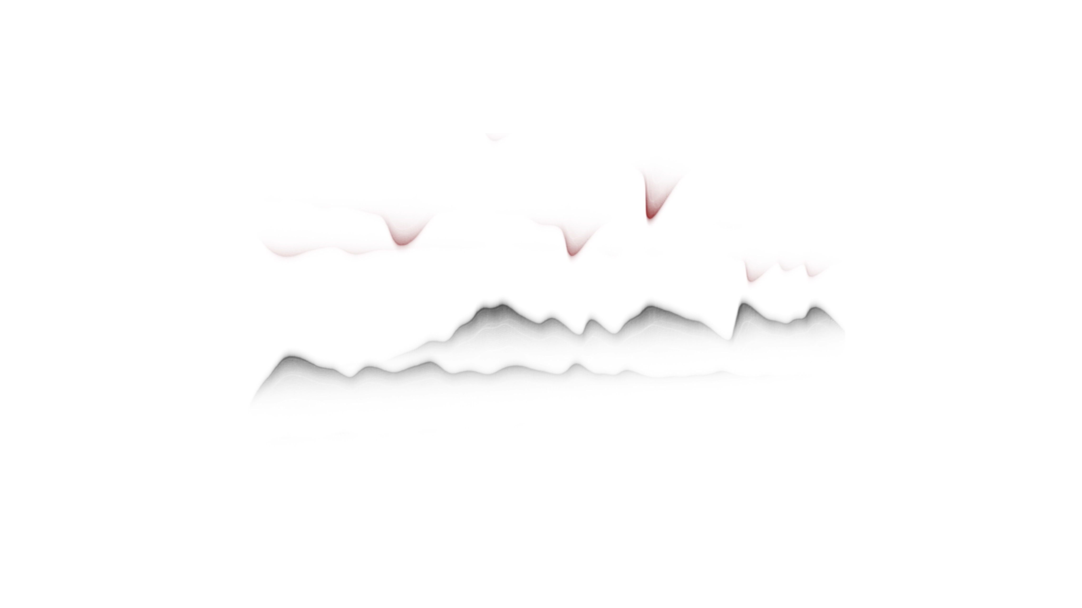 Abstract image of jagged black and red lines resembling mountains against a white background, conveying a sense of serenity and minimalism.
