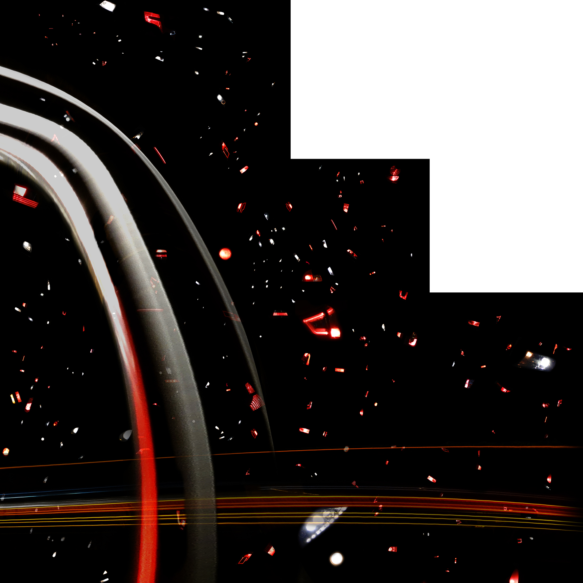 A dynamic image of streaking multicolored lines and glowing particles against a dark background, conveying a sense of motion and futuristic energy.